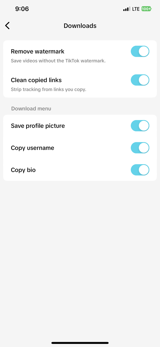 The download menu
